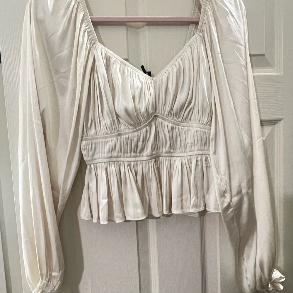 Lulu’s silky cream blouse